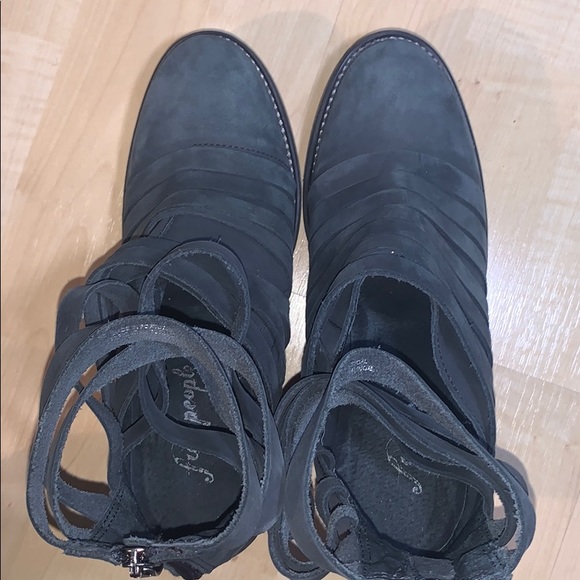 FREE PEOPLE HYBRID STRAPPY Grey Suede Bootie NWOT - Picture 8 of 16